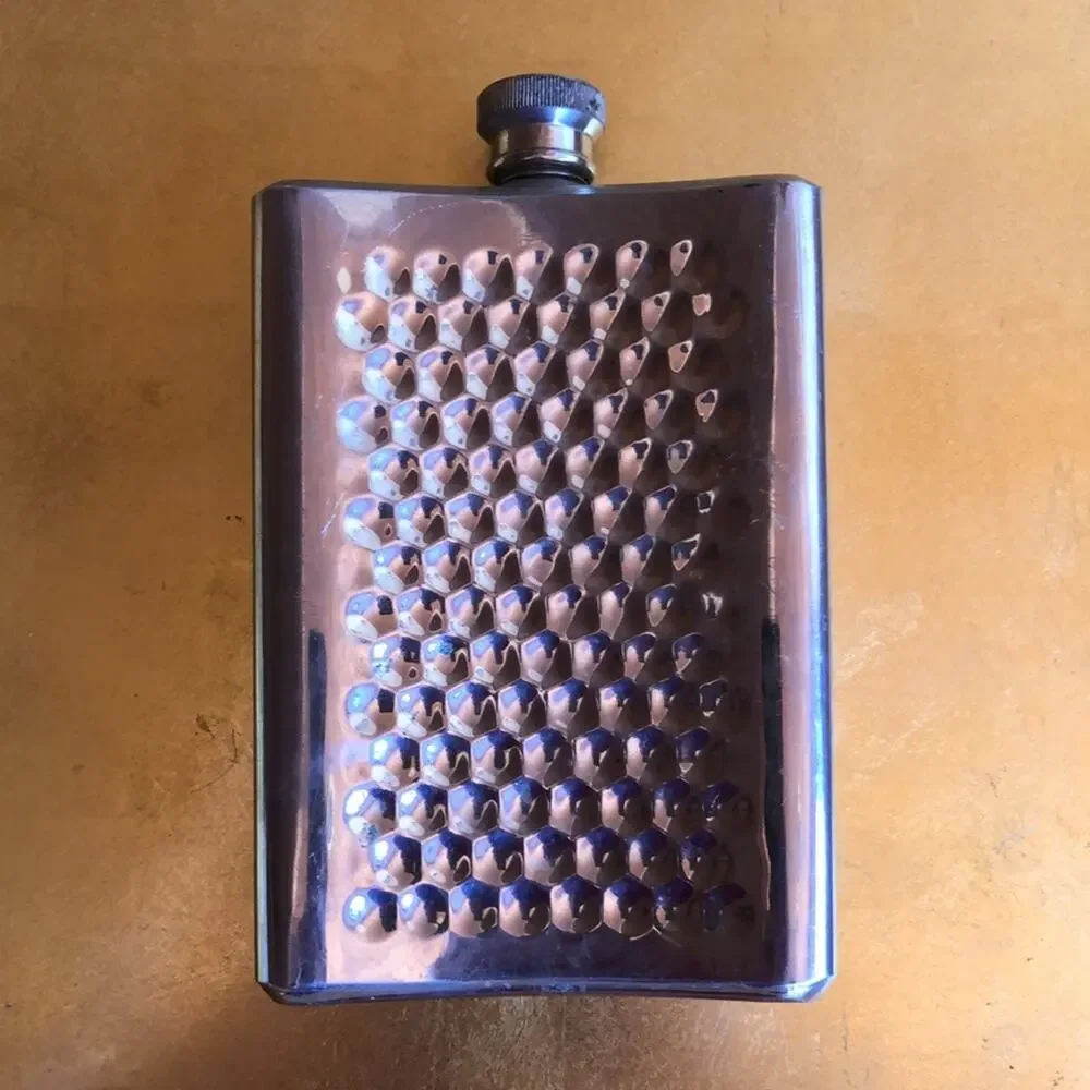 Stainless Steel‎ Dimpled Hip Flask w/ Screw Cap